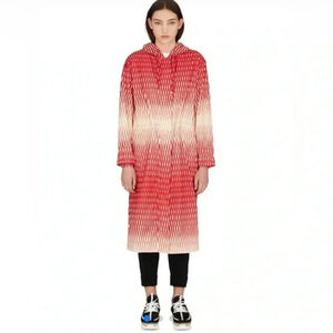 Kezno Paris Fishnet‎ Print Red & Cream Hooded Raincoat Size Medium